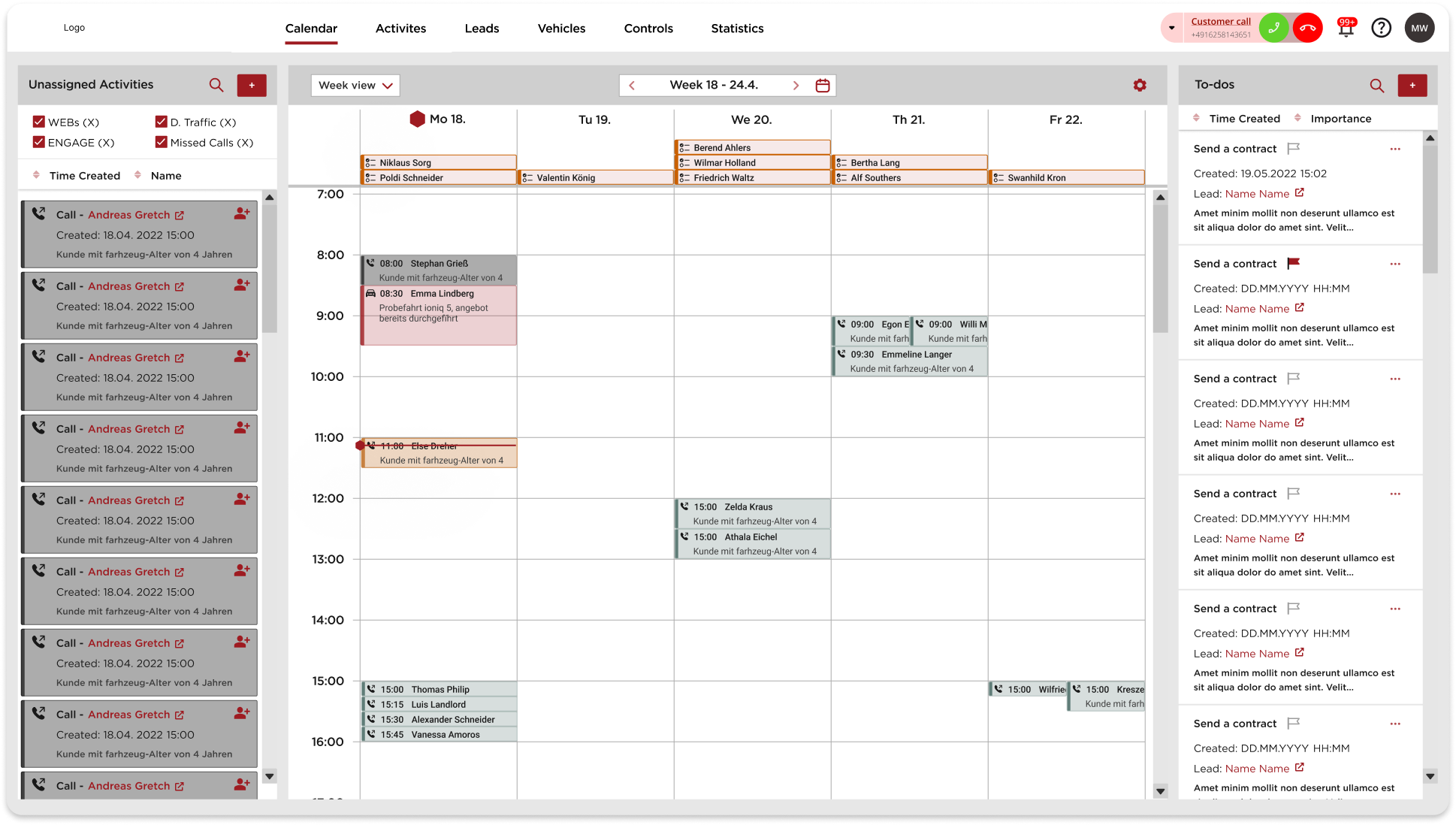 Calendar overview